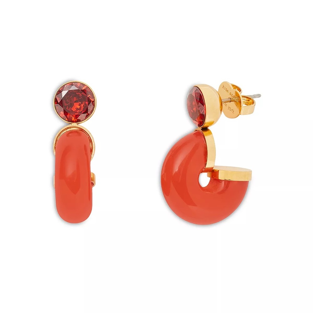 KATE SPADE Seeing Stripes Color Crystal & Hoop Drop Earrings